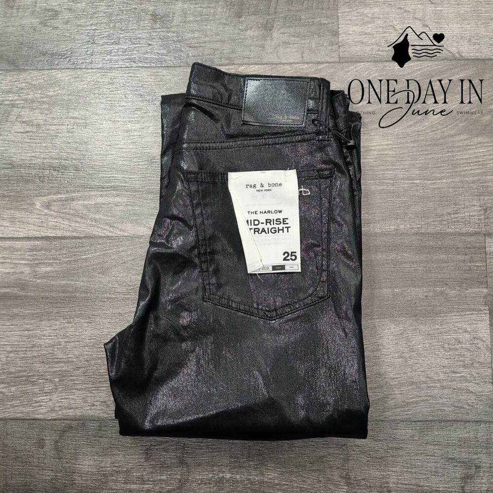 Rag & Bone The Harlow Mid Rise Straight Coated Denim Jeans Size 0 (25) - Picture 7 of 7